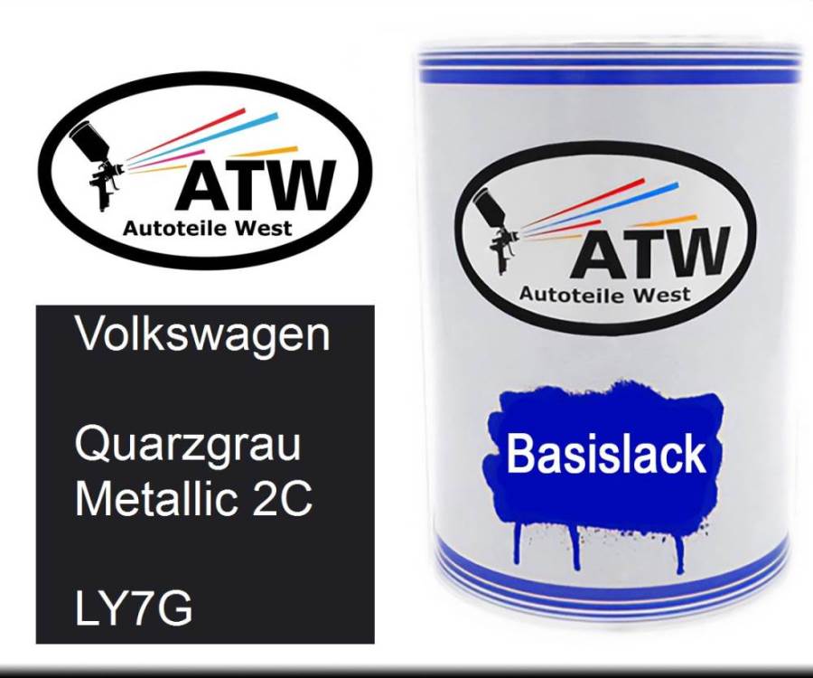 Volkswagen, Quarzgrau Metallic 2C, LY7G: 500ml Lackdose, von ATW Autoteile West.